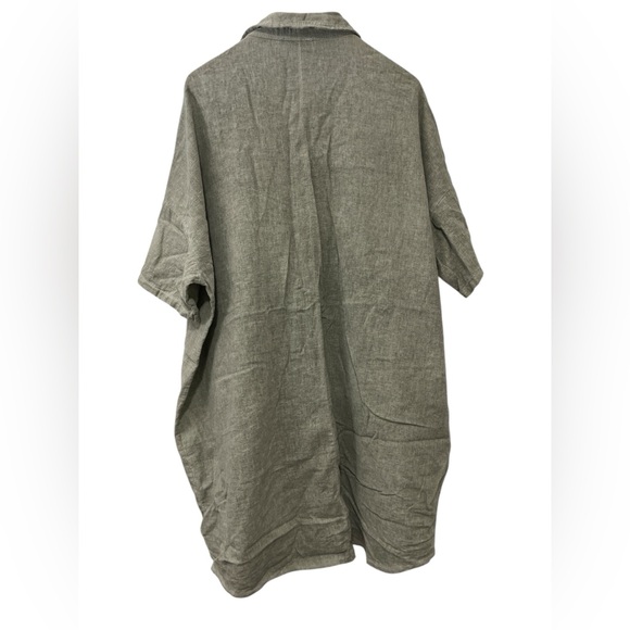 Made in Italy Cotton/Linen LV Clothing Seafoam Green Button Down Blouse/Dress - Picture 2 of 5